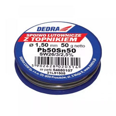 LYDMETALIS su fliusu, 1,5mm, 50g, 50%SN, Pb50Sn50 DEDRA-EXIM-31L51505-5902628020314