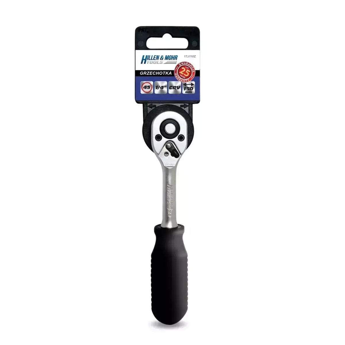 Raktas galvutems terkšlinis 1/4", 45T, CRV 6140, tiesus DEDRA-EXIM-17J110Z-5902628172112