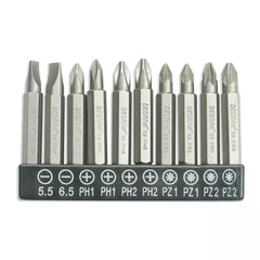 Atsuktuvo antgaliu komplektas 10 vnt., 50mm: SL5.5,6.5, PH1/2x2,PZ1/2x2 DEDRA-EXIM-18A07S12-5902628173195