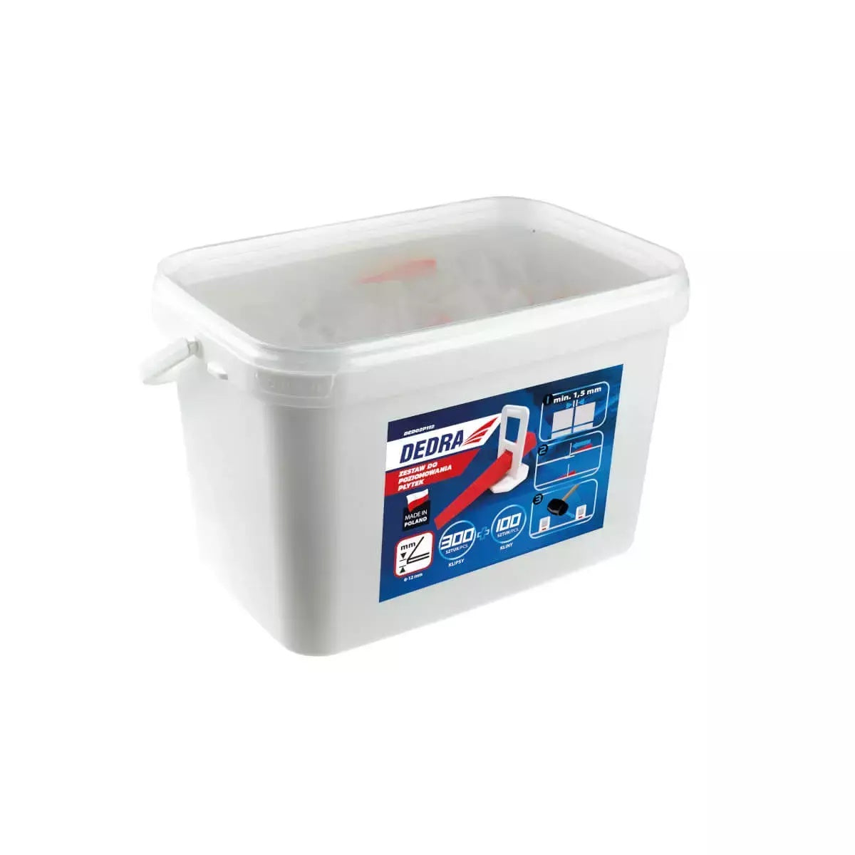 Plyteliu lyginimo rinkinys 300spraustuku+100pleištu 5L kibirelyje DEDRA-EXIM-DED02P112-5902628020574