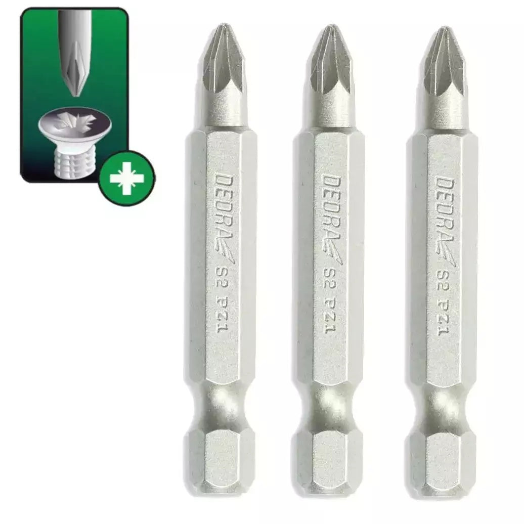 Atsuktuvo antgaliai Pozidriv PZ2x50mm, 3vnt. blisteris DEDRA-EXIM-18A05PZ21-03-5902628172945